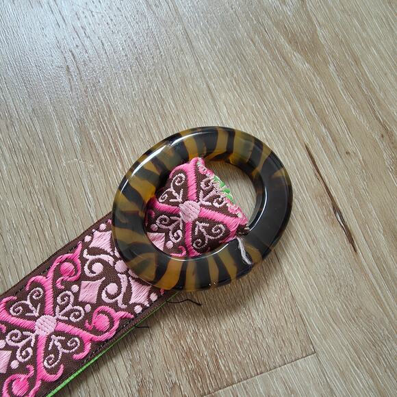 Top It Off Multicolor Reversible Multicolor Jacquard Ribbon Floral Belt One Size - Picture 2 of 6